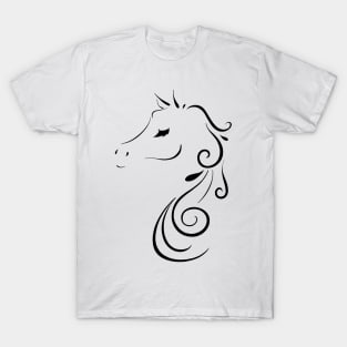 Elegant Horse Swirls with Eyelashes T-Shirt